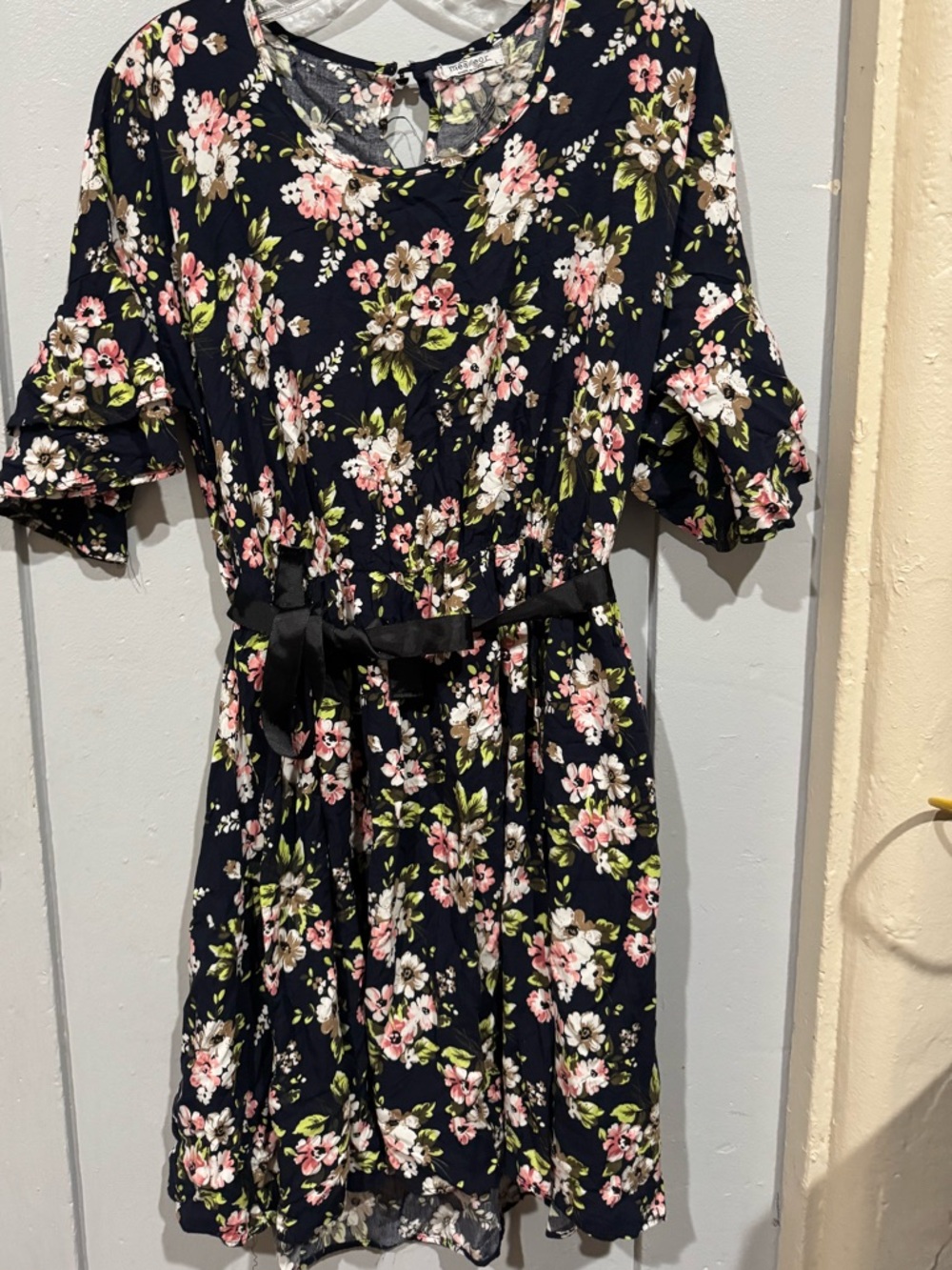 Navy Floral Short Dress